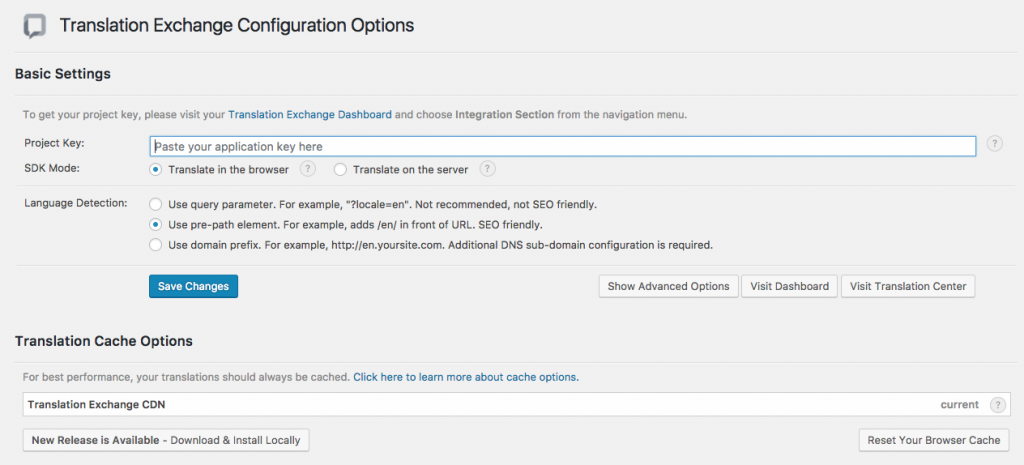 Translation WP Plugin Config